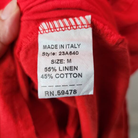 NWT Francesca Bettini Made In Italy Shirt Dress Red Linen Blend Pockets Size M - Picture 10 of 10